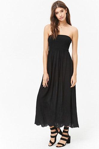 Forever21 Smocked Embroidered Midi Dress