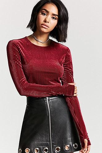 Forever21 Ribbed Velvet Crop Top