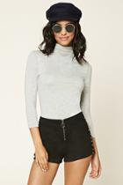Forever21 Women's  Heathered Mock Neck Top