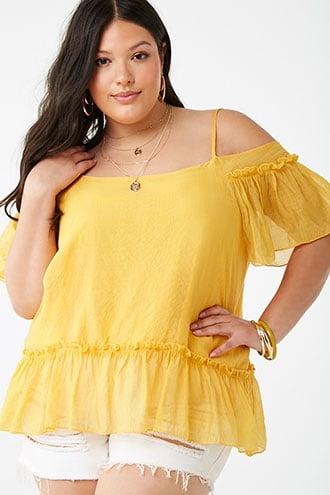 Forever21 Plus Size Gauze Open-shoulder Top