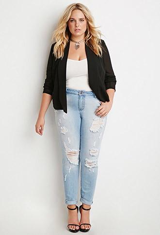 Forever21 Plus Chiffon Open-front Blazer