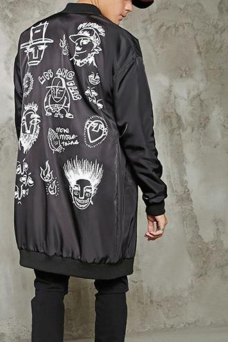 21 Men Men's  Abstract Print Bomber Jacket
