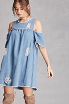 Forever21 Women's  Open-shoulder Denim Dress