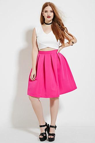 Forever21 Plus Women's  Fuchsia Plus Size Pleated Skirt