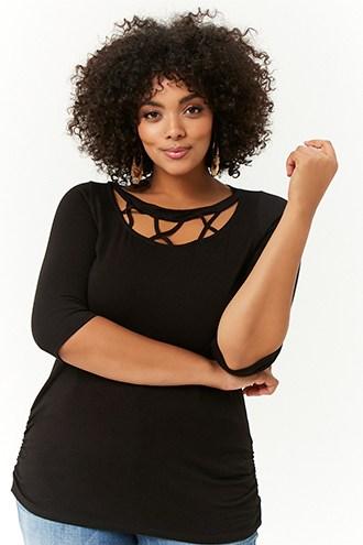 Forever21 Plus Size Open Crisscross Ruched Top
