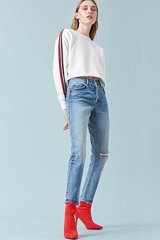 Forever21 High-rise Knee-slit Mom Jeans