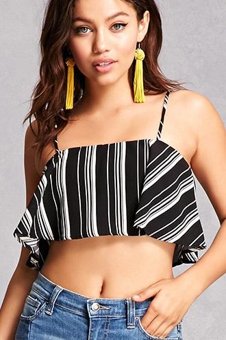 Forever21 Striped Flounce Crop Top