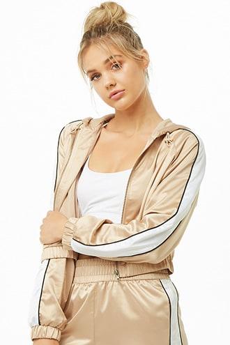 Forever21 Active Striped-trim Satin Jacket