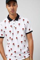 Forever21 Rose Print Polo Shirt