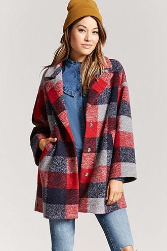 Forever21 Buffalo Plaid Snap-button Coat