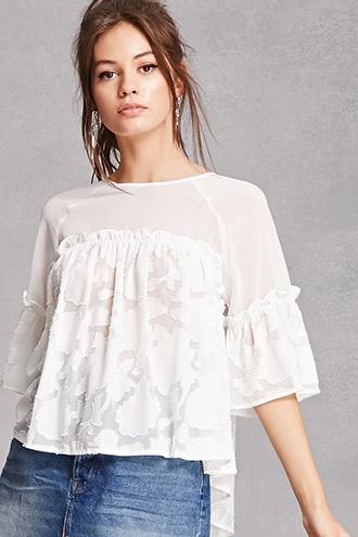 Forever21 Chiffon Applique Top