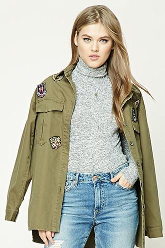 Forever21 Women's  Marled Mock Neck Top