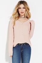 Forever21 Lace-paneled Henley Top