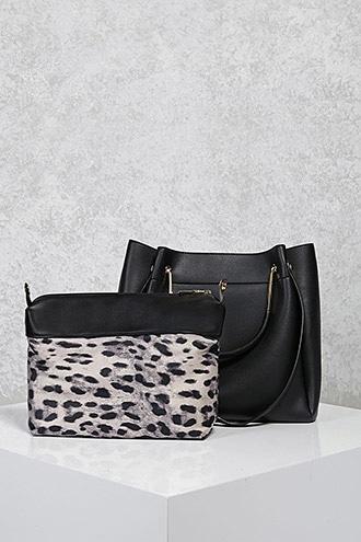 Forever21 Metal Handle Faux Leather Tote