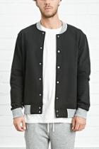 21 Men Men's  Heathered Trim Varsity Jacket