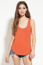 Forever21 Women's  Salmon Curved-hem Tank