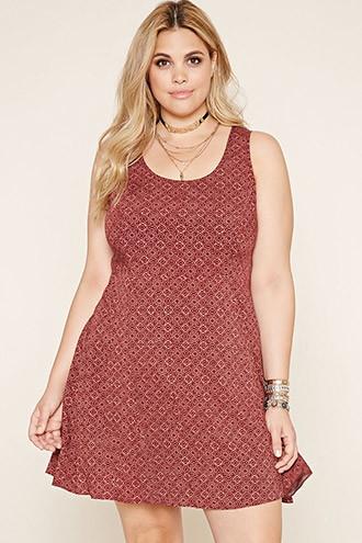 Forever21 Plus Women's  Plus Size Geo Print Dress