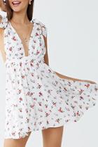 Forever21 Self-tie Floral Pinafore Mini Dress