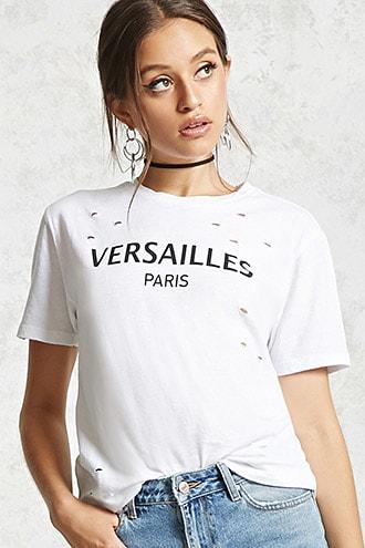 Forever21 Distressed Paris Graphic Tee