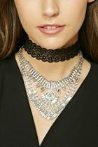 Forever21 Silver & Clear Statement Necklace Set