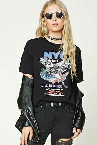 Forever21 Lace-up Back Tour Tee