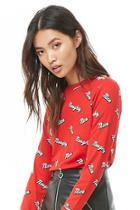 Forever21 Naughty Or Nice Graphic Thermal Top