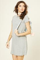 Forever21 Women's  Grey & Black Striped T-shirt Dress