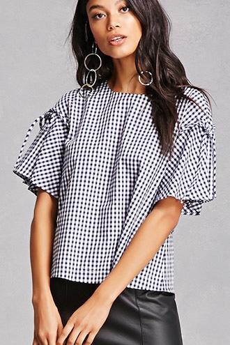 Forever21 Tie-shoulder Gingham Top