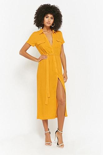 Forever21 Shadow-striped Button-front Dress