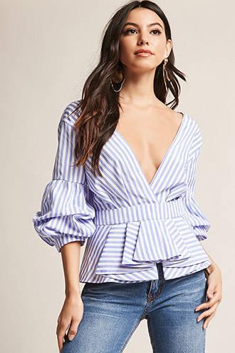 Forever21 Eta Stripe Pickup Sleeve Top
