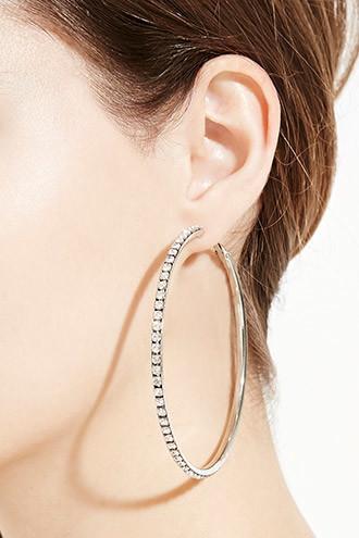 Forever21 Rhinestone Hoop Earrings