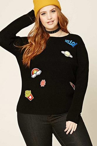 Forever21 Plus Size Hello Patch Sweater