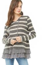 Forever21 Striped Knit Ruffle-hem Combo Top