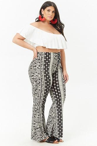 Forever21 Plus Size Floral & Mosaic Flare-leg Pants