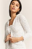Forever21 Woven Heart Boucle Open-front Cardigan