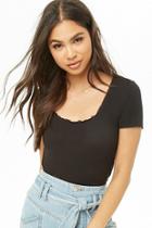 Forever21 Ruffled Lace-trim Tee
