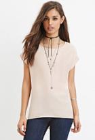 Forever21 Women's  Blush Classic Cuffed-sleeve Top