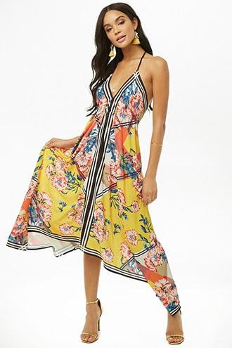 Forever21 Floral Trapeze-hem Maxi Dress