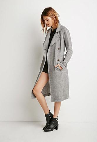 Love21 Houndstooth-patterned Trench Coat