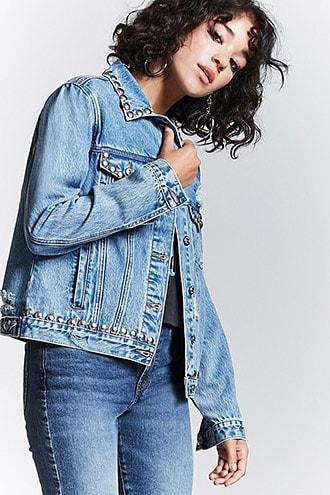 Forever21 Metal Studded Denim Jacket