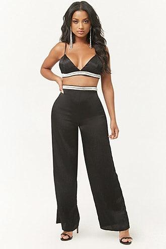 Forever21 Satin Rhinestone-embellished Pants