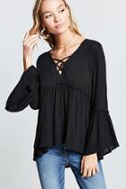 Forever21 Cage-front Ruffle Trim Top