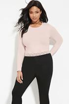 Forever21 Plus Women's  Plus Size Lace-trimmed Boxy Top