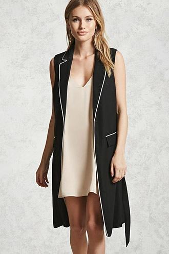 Forever21 Contrast-piped Longline Vest