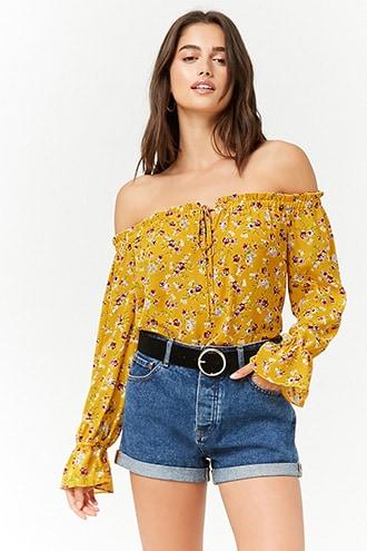 Forever21 Floral Off-the-shoulder Peasant Top