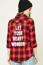 Forever21 Women's  Graphic Plaid Flannel Shirt