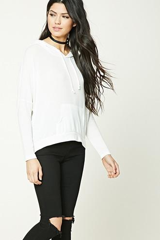 Forever21 Women's  Ivory Dolman Hoodie Top