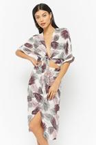 Forever21 Feather Print Tie-front Top & Skirt Set