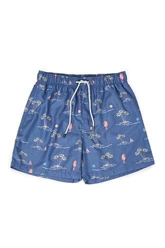Forever21 Vintage Summer Beach Print Swim Trunks