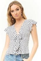 Forever21 Plunging Polka Dot Print Top